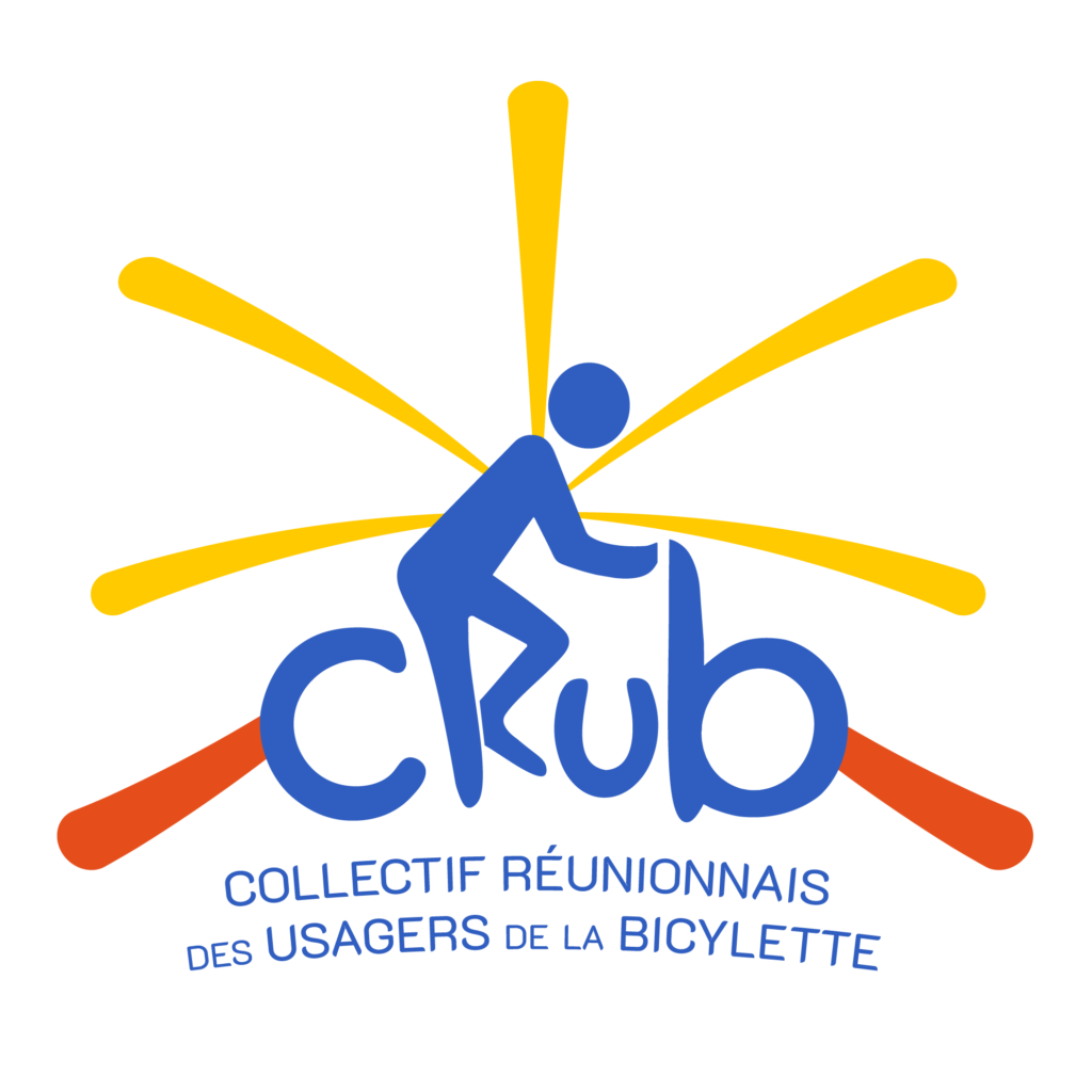 Logo du CRUB, cycliste formant le R avec ses jambes et volcan en arrière plan