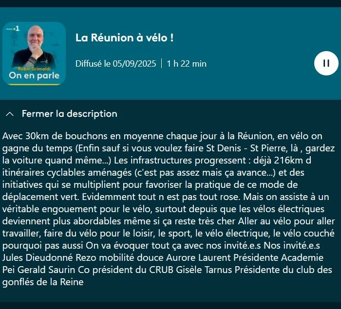 Radio Réunion Première, On en parle de vélo